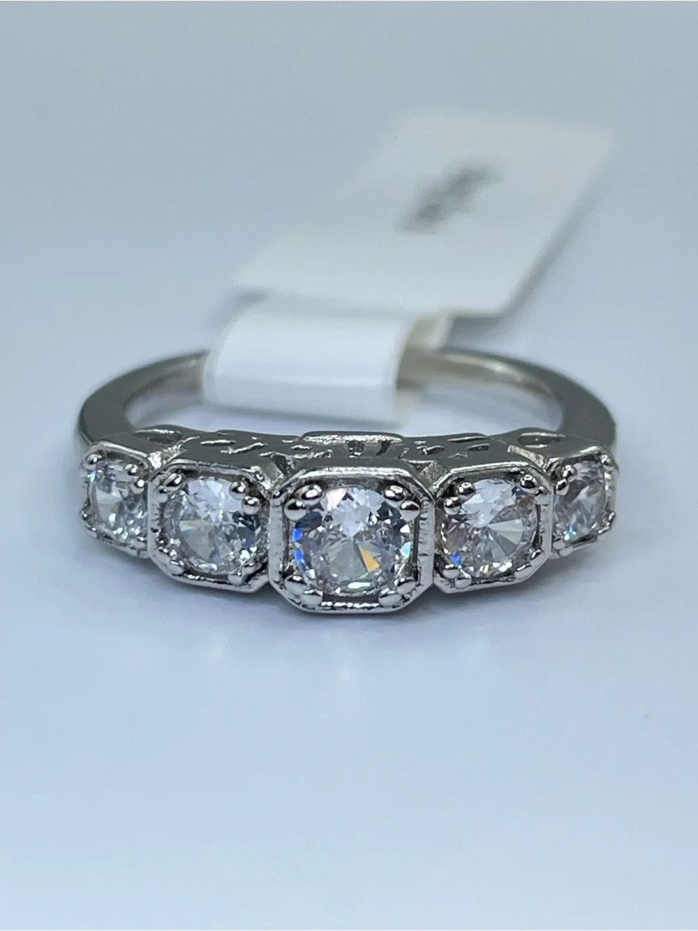 Swarovski Crystal Elements White Crystal Band Ring Minimalist Sz 6